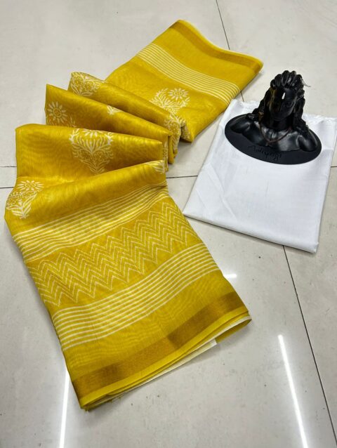 Buy yellow chanderi saree online shopping